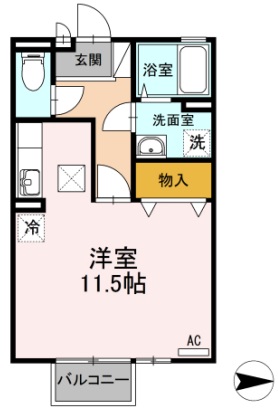 阿南市那賀川町上福井のアパートの間取り