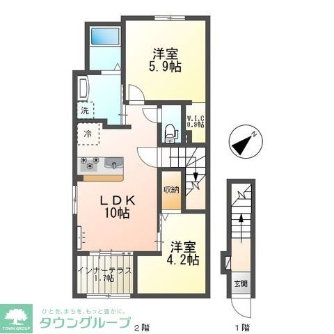 小田急小田原線 本厚木駅 バス乗車時間：2分 最寄りバス停で下車 徒歩14分 2階建 築3年の間取り写真