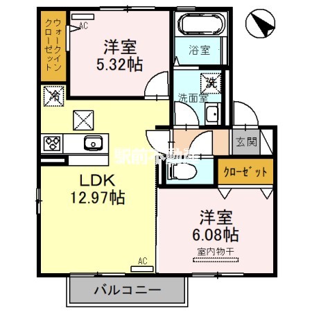 ＪＲ久大本線 久留米高校前駅 徒歩21分 2階建 築6年の間取り写真