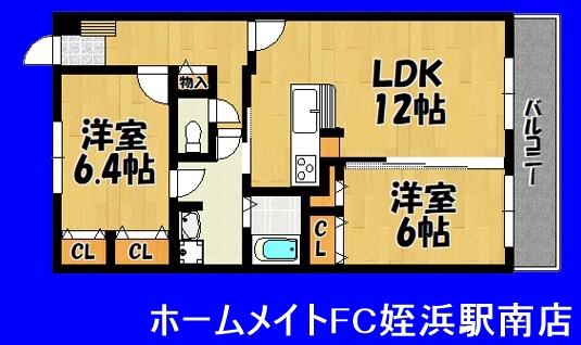地下鉄空港線 姪浜駅 徒歩17分 8階建 築9年の間取り写真