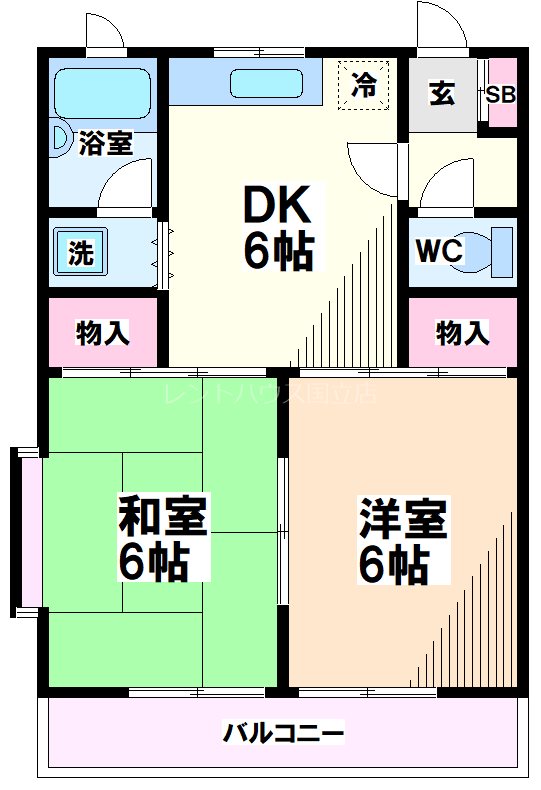 ＪＲ中央線 国分寺駅 徒歩15分 2階建 築38年の間取り写真