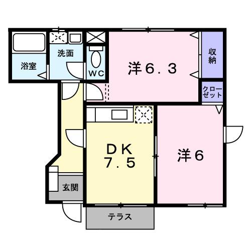 ＪＲ予讃線 宇多津駅 徒歩53分 2階建 築22年の間取り写真