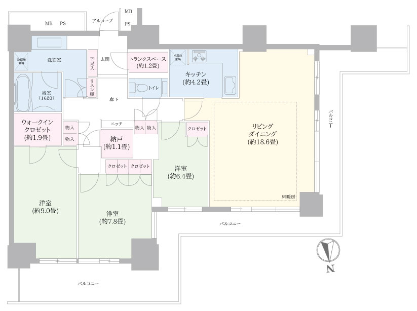 Wコンフォートタワーズ WESTの間取り