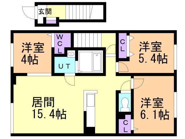 苫小牧市もえぎ町のアパートの間取り