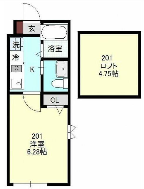 ベイルーム県立大学Ａの間取り