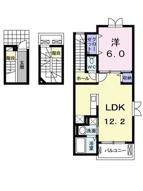 松山市余戸東のアパートの間取り