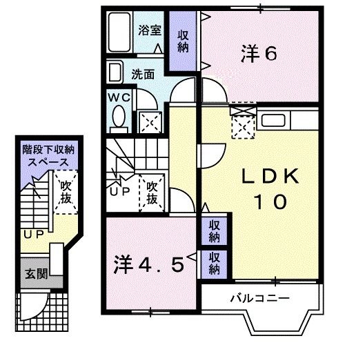 宇部市厚南中央のアパートの間取り