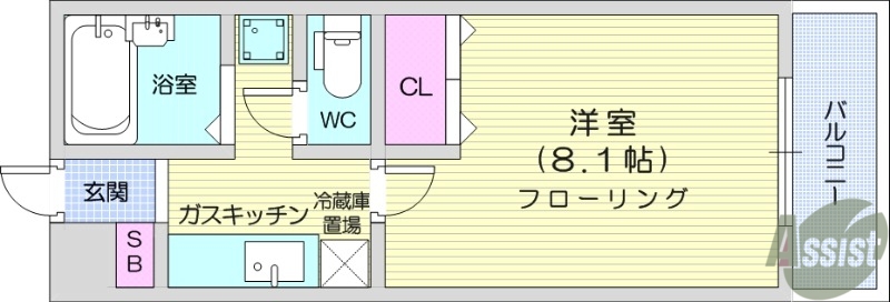 仙台市太白区砂押町のアパートの間取り