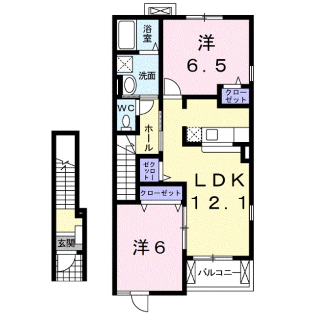 海南市岡田のアパートの間取り