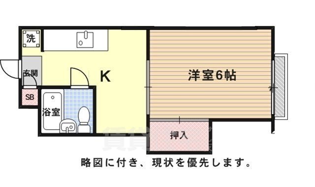 京都市右京区谷口園町のマンションの間取り