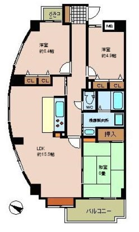 広島市安佐南区東原のマンションの間取り