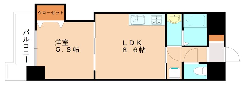 北九州市戸畑区浅生のマンションの間取り