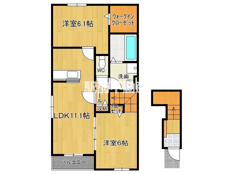 八女市龍ケ原のアパートの間取り