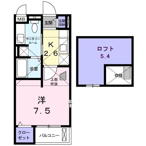 四條畷市雁屋南町のアパートの間取り