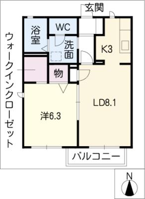 フルール中郷　Ａの間取り