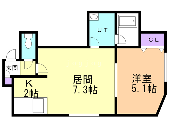 札幌市西区八軒二条東のアパートの間取り