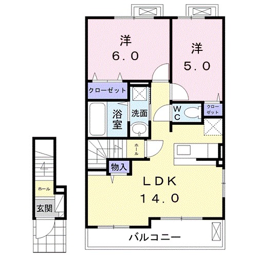 出雲市斐川町上直江のアパートの間取り