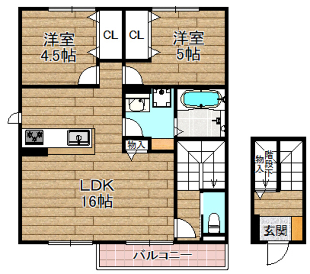 高槻市別所本町のアパートの間取り