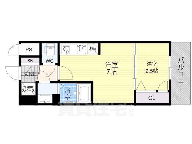 京都市南区上鳥羽勧進橋町のマンションの間取り