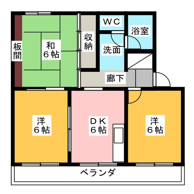 中原良知ハイツＢ棟の間取り