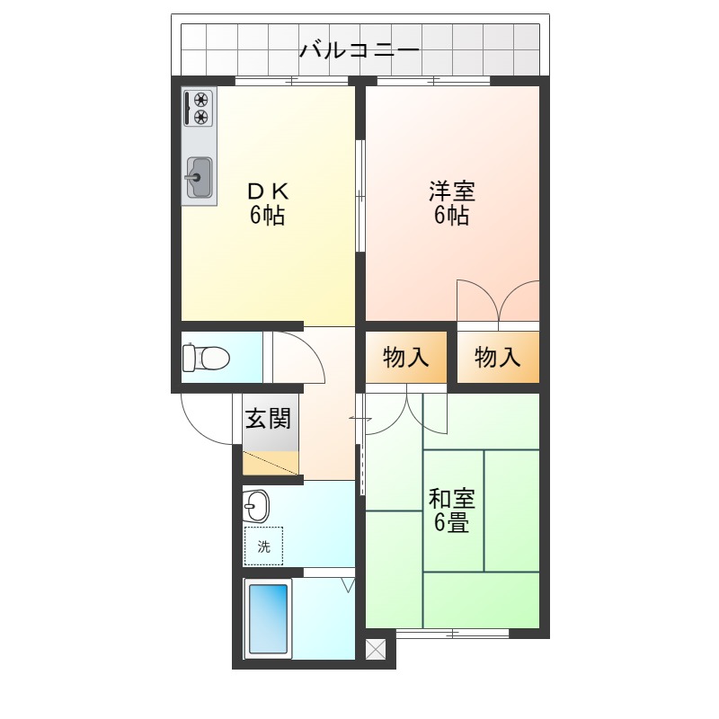 阿南市津乃峰町のアパートの間取り