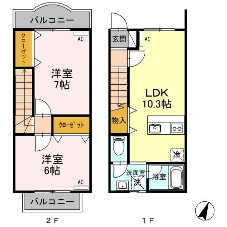 糸魚川市大字能生のアパートの間取り