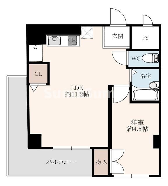 西宮市上田東町のマンションの間取り