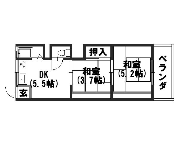 乙訓郡大山崎町字大山崎のアパートの間取り