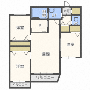 札幌市中央区南十六条西のマンションの間取り