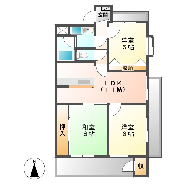 ＪＩＮハイツ富田浜の間取り