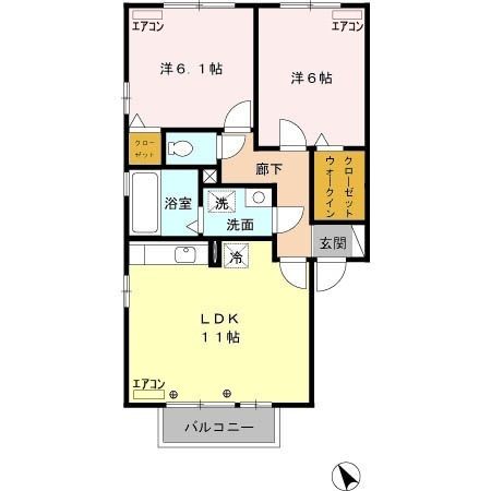 大里郡寄居町大字藤田のアパートの間取り