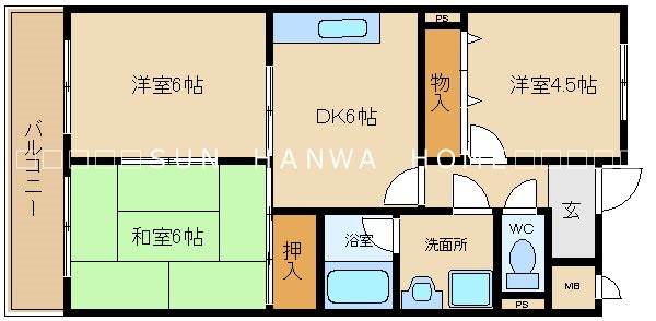 八尾市東山本町のマンションの間取り