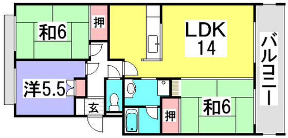 広島市西区井口のマンションの間取り