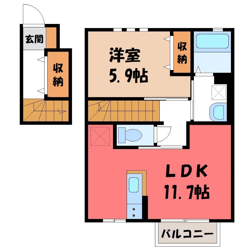 小山市大字雨ケ谷新田のアパートの間取り