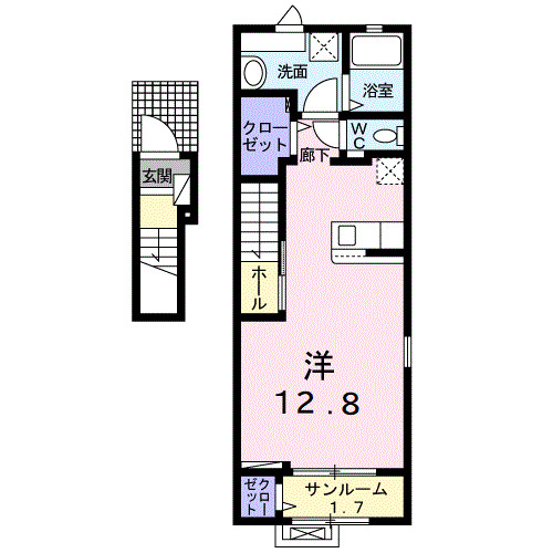 長岡市大山のアパートの間取り