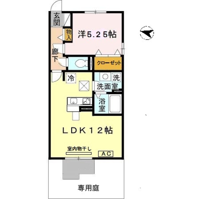 神戸市北区山田町下谷上のアパートの間取り