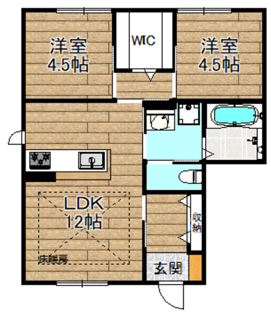 高槻市別所本町のアパートの間取り