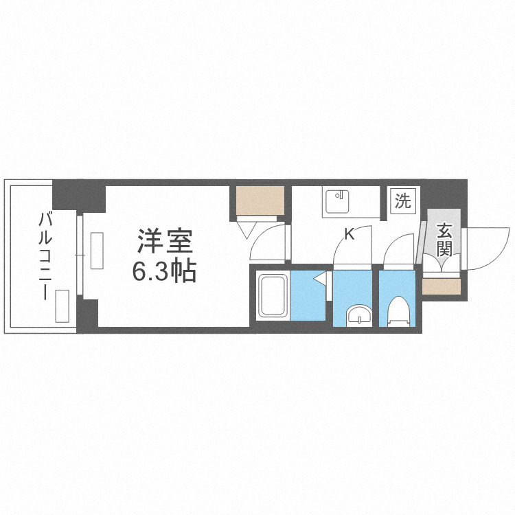 大阪市中央区内淡路町のマンションの間取り