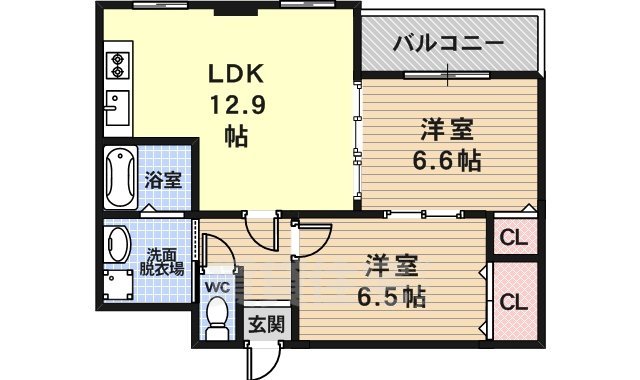 京都市右京区西院三蔵町のマンションの間取り