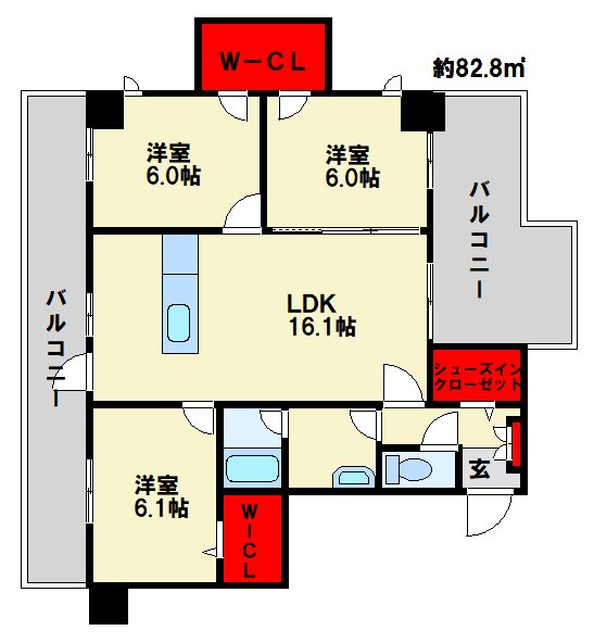 ニューガイアソラーレ安部山公園の間取り