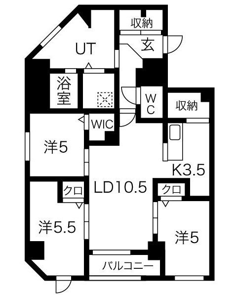 札幌市北区北三十一条西のマンションの間取り