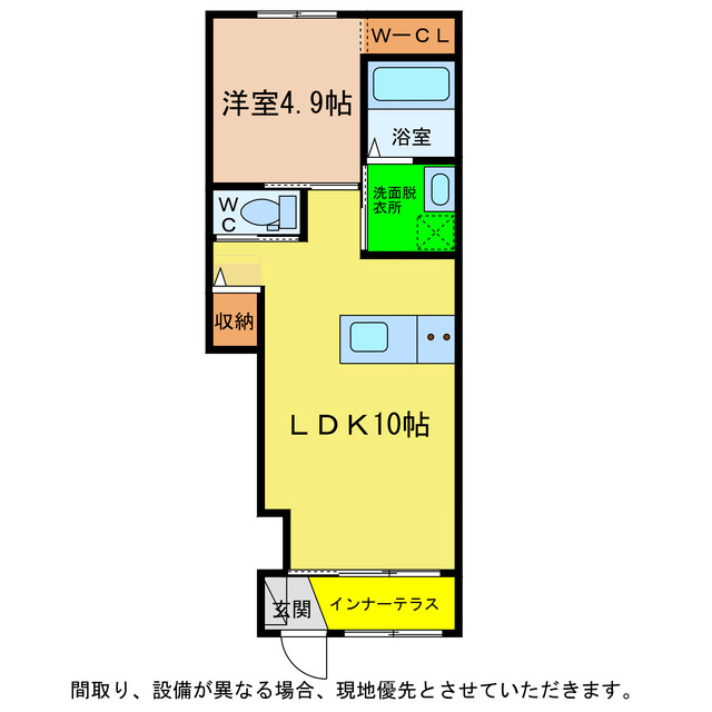 【阿南市羽ノ浦町中庄のアパートの間取り】