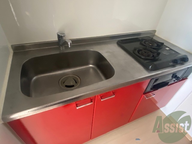 キッチン　可愛いデザインのキッチンです。料理が捗りますね。