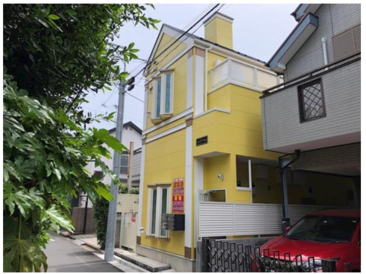 建物外観　オートロック付き　地中海をイメージしたパステルカラー、POP