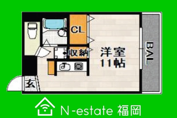 地下鉄空港線 西新駅 徒歩7分 3階建 築38年の間取り写真