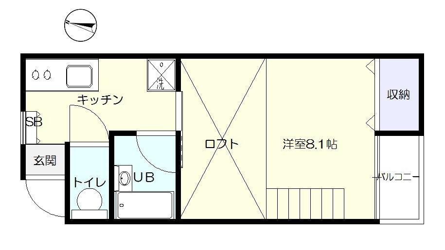 ＪＲ越後線 新潟駅 徒歩20分 2階建 築33年の間取り写真