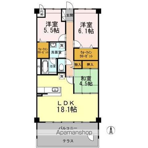 ＪＲ山陽本線 東福山駅 徒歩15分 3階建 築13年の間取り写真