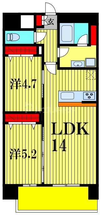 ＪＲ常磐線 松戸駅 徒歩5分 7階建 築2年の間取り写真