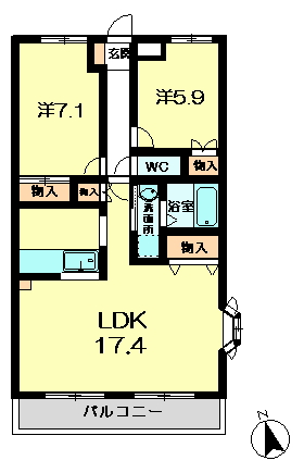 近鉄京都線 高の原駅 バス乗車時間：21分 最寄りバス停で下車 徒歩1分 3階建 築25年の間取り写真
