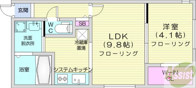 地下鉄東西線 宮の沢駅 徒歩5分 4階建 築1年の間取り写真